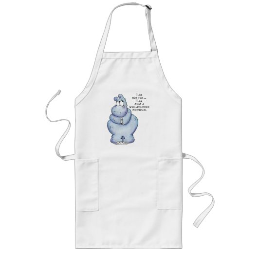 Tablier Long Hippopotame Hippo-Bleu bien arrondi (Devant)