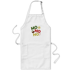 Tablier Long HO HO HO+Christmas Pudding, bonbons, flocon de nei