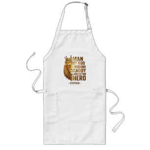 Tablier Long Homme de Dieu Lion Couronne Design - Mari, papa