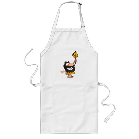 Tablier Long Homme des cavernes avec torche (Devant)