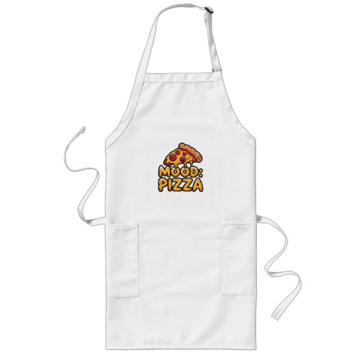 Tablier Long Humeur : Pizza - Fun Cartoon Slice avec Happy Topp (Devant)