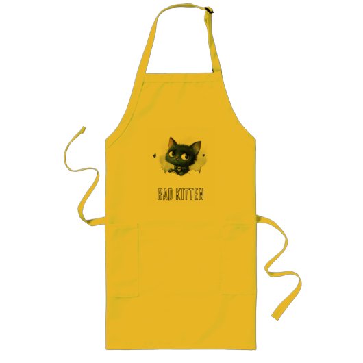 Tablier Long Illustration Edgy Kitten - Texte "Bad Kitten" (Devant)