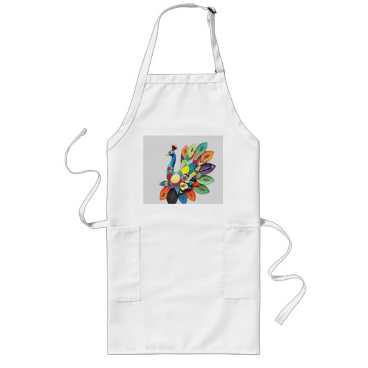 Tablier Long Illustration Peacock Patchwork (Devant)