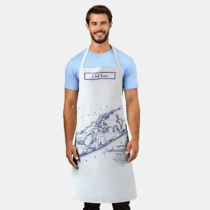 Tablier Long Island The Hamptons Carte Marine Blue