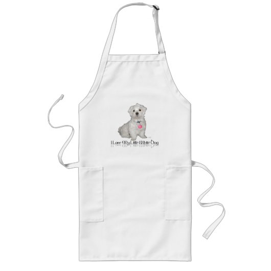 Tablier Long J'adore mon petit chien blanc - Maltese ! (Devant)