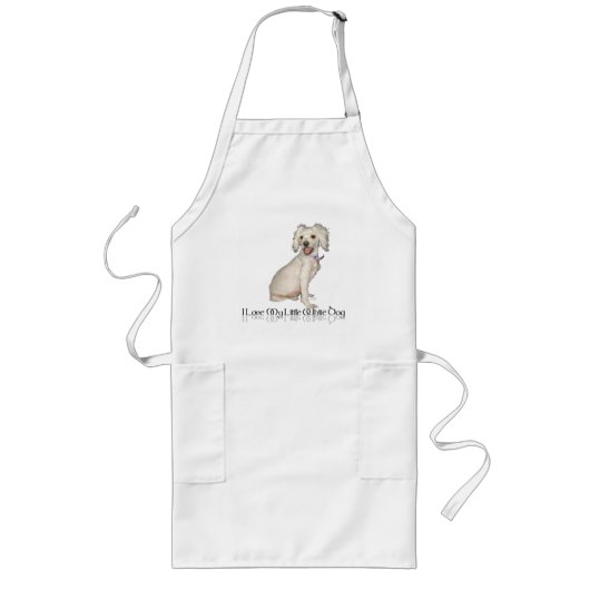 Tablier Long J'adore mon petit chien blanc - Mélange Caniche / (Devant)