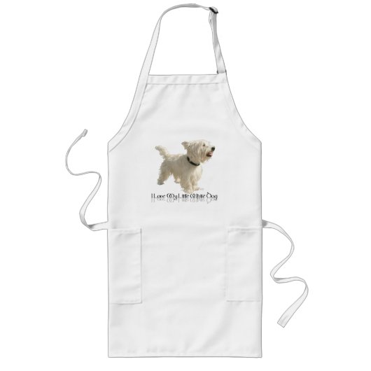 Tablier Long J'adore mon petit chien blanc - Westie (Devant)