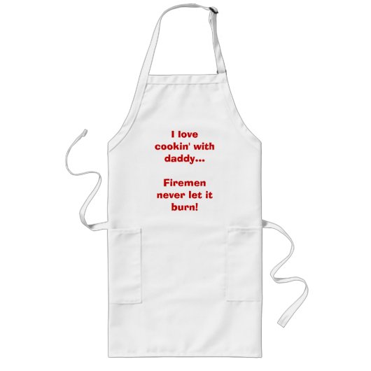 Tablier Long J'aime le cookin avec des pompiers de papa… ne (Devant)