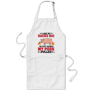 Tablier Long J'aime Mes Râteliers Gros BBQ, Citation Porc Fessi