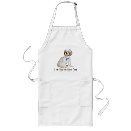 Tablier Long J'aime mon petit chien blanc - Shih Tzu (Devant)