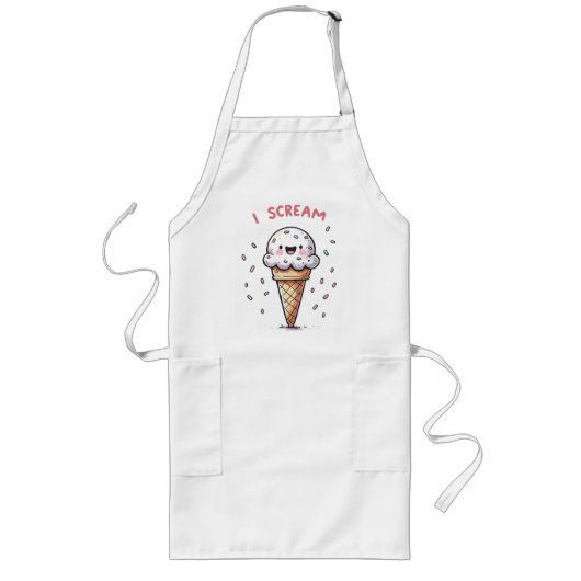Tablier Long Je hurle un cône de crème glacée avec des arroses (Devant)