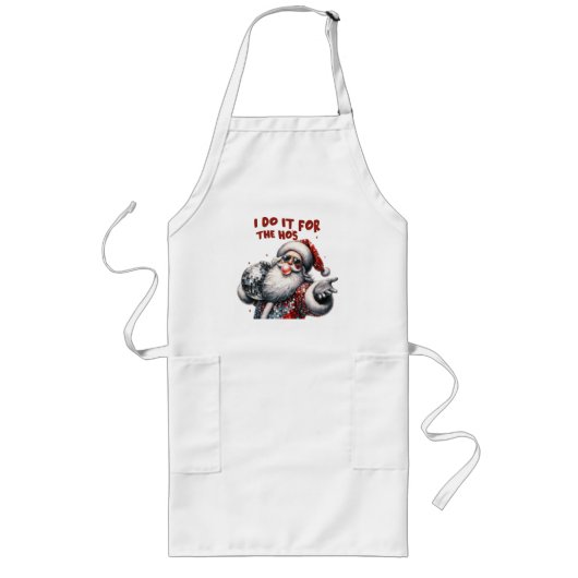 Tablier Long Je le fais pour les Ho's, Retro Père Noël (Devant)
