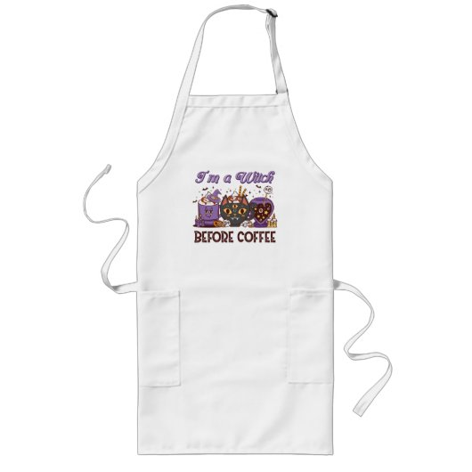 Tablier Long Je suis sorcière avant le café (Devant)