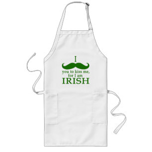 Tablier Long Je te moustache pour m'embrasser Je suis irlandais
