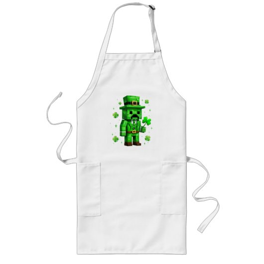 Tablier Long Jeu vidéo drôle de la Saint-Patrick Lucky Leprecha (Devant)