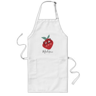 Tablier Long Joli nom de cartoon de fraise dessiné à la main  