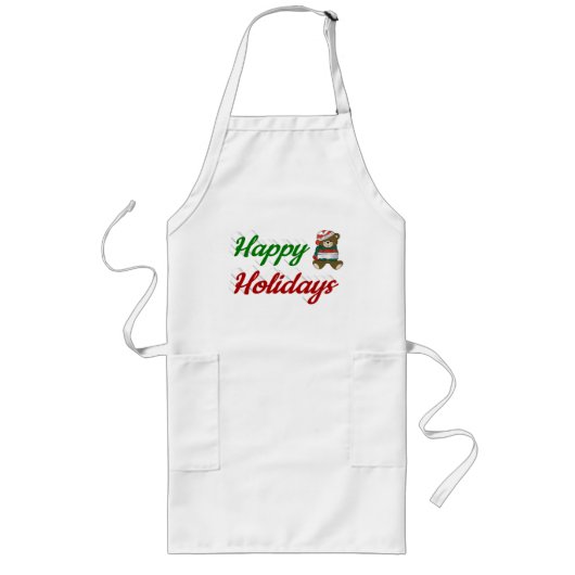 Tablier Long Joyeuses fêtes Teddy Bear script de Noël (Devant)