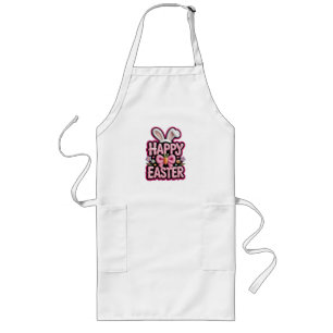 Tablier Long Joyeuses Pâques Oreilles de Lapin Mignon Nœud Caro
