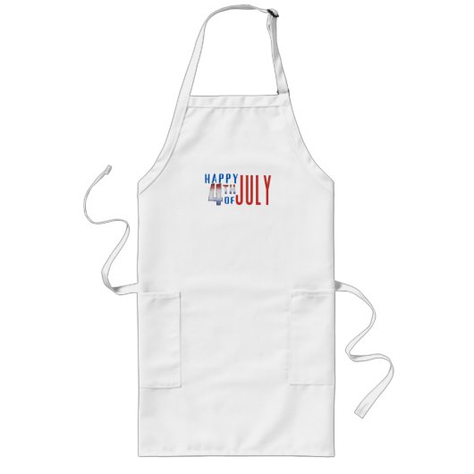Tablier Long Joyeux 4 juillet Shimmer Word Art (Devant)