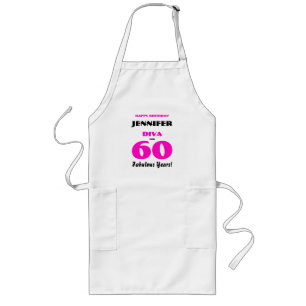Tablier Long Joyeux Anniversaire Diva 60 Années Fabuleuses Rose