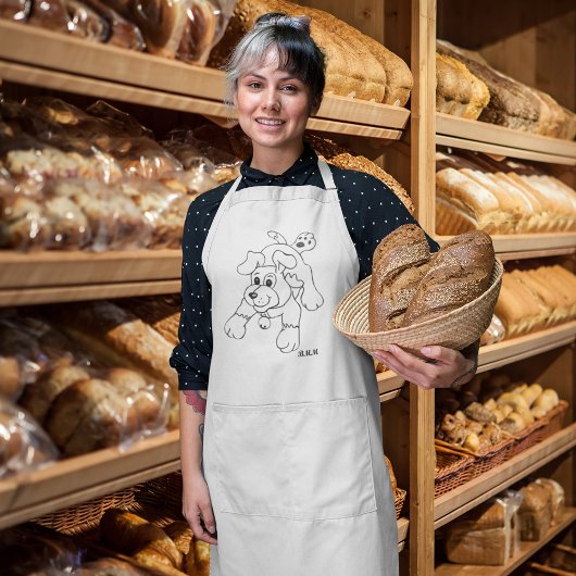 Tablier Long Joyeux dessin au crayon de charbon de bois