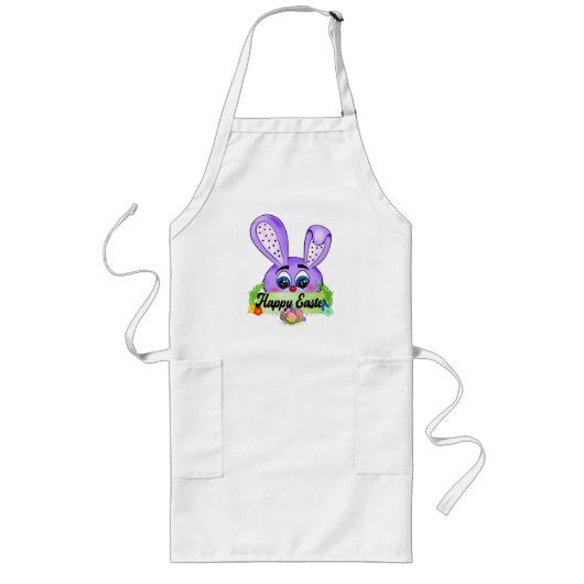 Tablier Long Joyeux jour de Pâques, mignonne lapin oreilles vio (Devant)