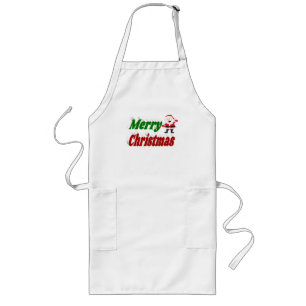 Tablier Long Joyeux Noël typographie rouge vert Santa Claus