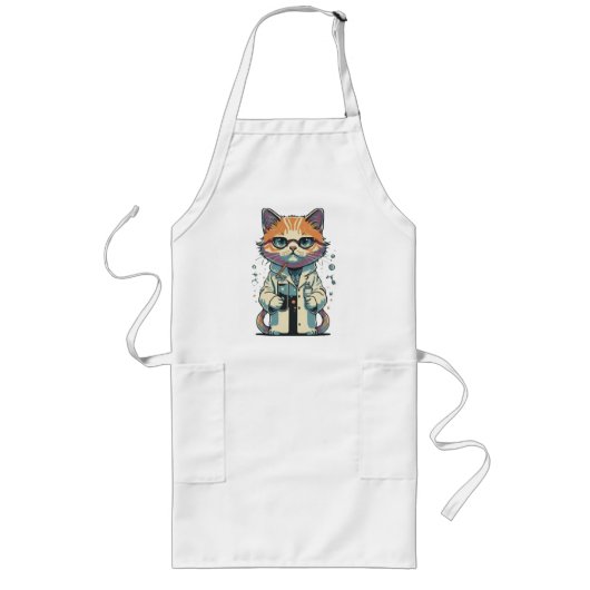 Tablier Long Laboratoire de chat ciblé (Devant)