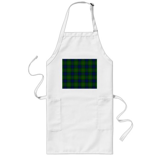 Tablier Long Lauder tartan bleu vert plaid (Devant)