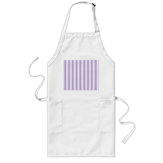 Tablier Long Lavande violet et blanc bonbons rayures (Devant)