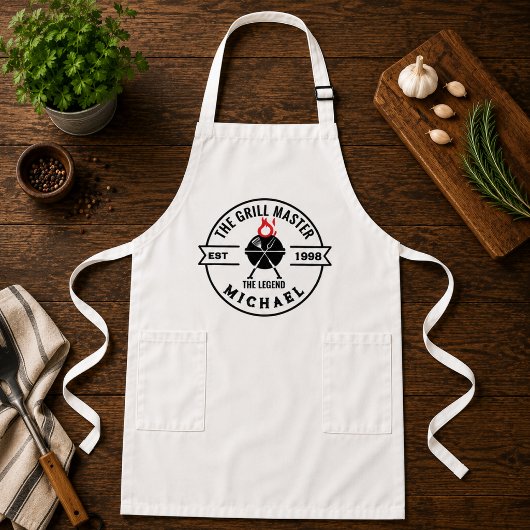 Tablier Long Le Maître du Grill Année d'Origine Nom Flamme