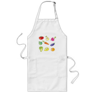 Tablier Long Légumes et fruits vivants kawaii avec des visages