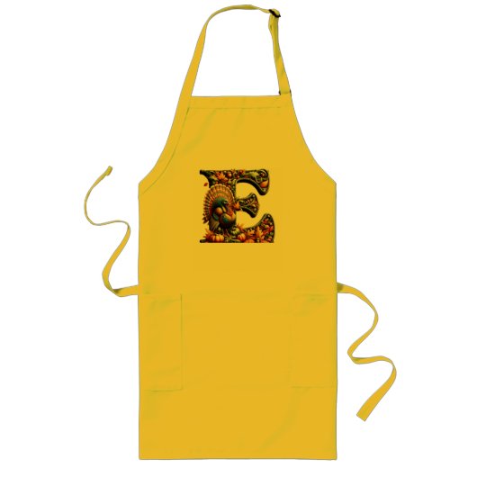 Tablier Long Letter E Thanksgiving style gift  (Devant)