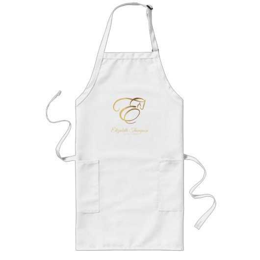 Tablier Long Lettre monogramme E Cheval en or (Devant)