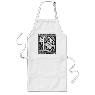 Tablier Long Lettre P Monogramme médiéval Art Nouveau