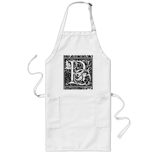 Tablier Long Lettre P Monogramme médiéval Art Nouveau (Devant)