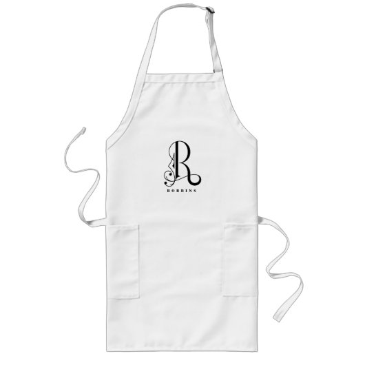 Tablier Long Lettre R Monogramme avec nom (Devant)
