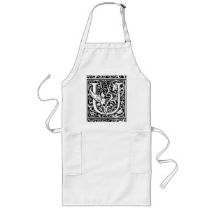 Tablier Long Lettre U Art Nouveau Monogramme Médiéval