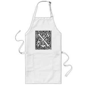 Tablier Long Lettre X Monogramme Art Nouveau Médiéval