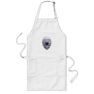 Tablier Long Ligne Bleue Mince - Police Retraitée Longue Apron