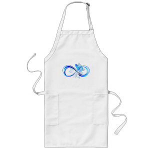 Tablier Long L'infini lumineux avec une rose bleue