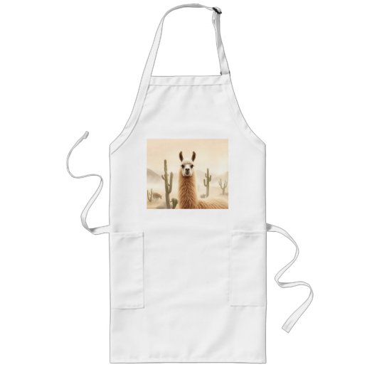 Tablier Long Llama de sable doux avec courant de cactus (Devant)