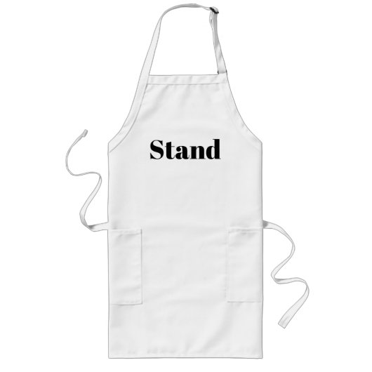 Tablier Long Logo Stand Blanc Cuisine Barbecue Chef (Devant)
