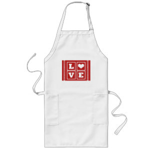 Tablier Long Love Blocks Apron, Rouge foncé