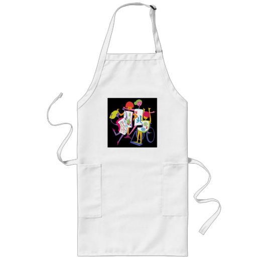 Tablier Long Mah Jongg Bonne Danse Black Apron (Devant)