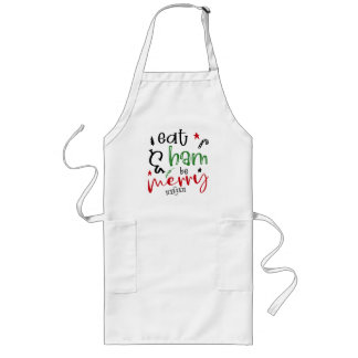 Tablier Long Mangez du jambon et soyez Joyeux Noël