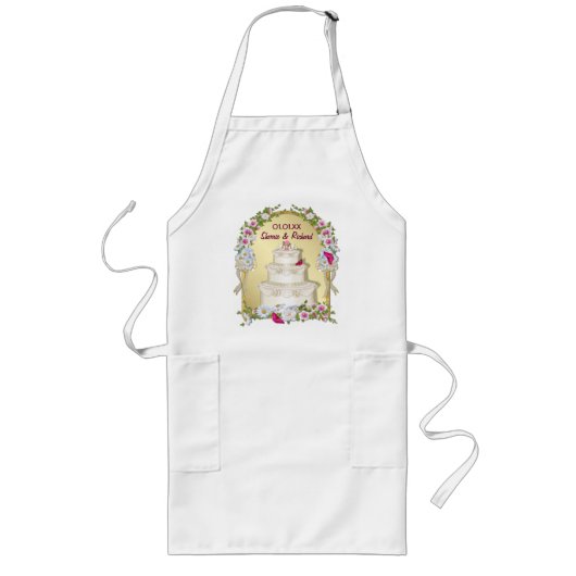Tablier Long Mariage de gâteau de fleurs (Devant)