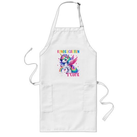 Tablier Long Maternelle j'arrive licorne rentrée scolaire (Devant)