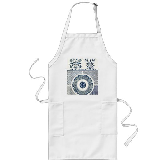 Tablier Long Médaillon Chinois : Chinoiserie Bleu Indigo (Devant)