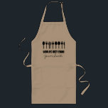 Tablier Long Meilleur Cuisinier du monde Nom personnalisé Noir<br><div class="desc">Meilleur Cuisinier du monde Nom personnalisé Noir. Impressionnez vos amis et vos proches avec ce design moderne et amusant. Un cadeau parfait pour n'importe quel père cool ! Entièrement personnalisable. Facile à utiliser et facile à personnaliser. Commandez aujourd'hui ! Es-Tu Sur Facebook ?</div>